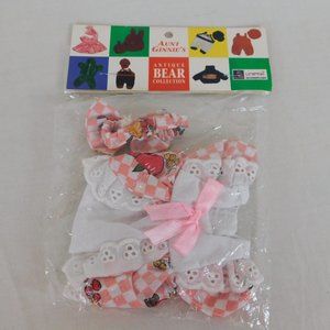 Unipak Aunt Ginnie’s Antique Bear Collection Fruit Patterned Dress and Bow New